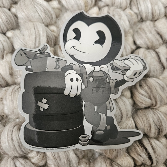 Bendy and the Ink Machine 2 Enamel Pins and 2 Stickers Lot BATIM Collectible - Picture 2 of 6